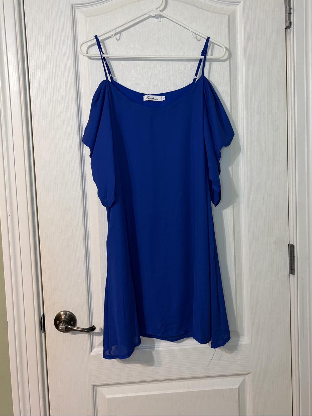 Blue Off-Shoulder Short Sleeve Dress Top